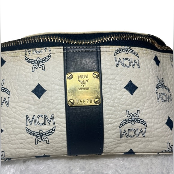 ❌❌SOLD❌❌AUTH MCM Bum Bag Waist Pouch blue and off white - Picture 2 of 12